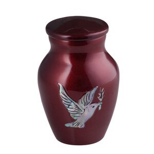 Burgundy with Mother of Pearl Dove Keepsake
